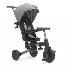 Triciclo Pieghevole Evolutivo 6-in-1 MoovEvo per Bambini dai 6 Mesi, Tessuto Grigio