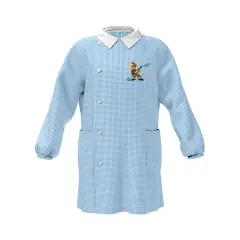 Grembiule Bambino Asilo Pompiere Quadrettato Azzurro 2 Anni