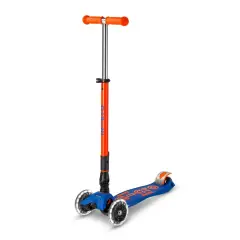 Monopattino Maxi Micro Deluxe Led Pieghevole Blu Arancio Neon