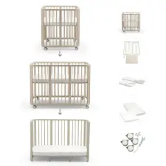 Stokke Nighti Culla Evolutiva Bundle 5in1 0-5 Anni Vanilla Whaite con Tessile bianco
