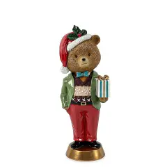 Orso Natalizio Eldred con Regalo 47,5 cm Decorazione in Resina